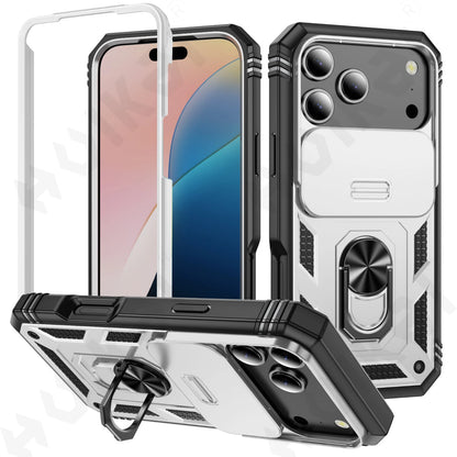 Case for Iphone 17 16 15 14 13 12 11 Pro XS Max plus Camera Slide Military Grade Armor Protection 360 Degree Rotate Armor Cover