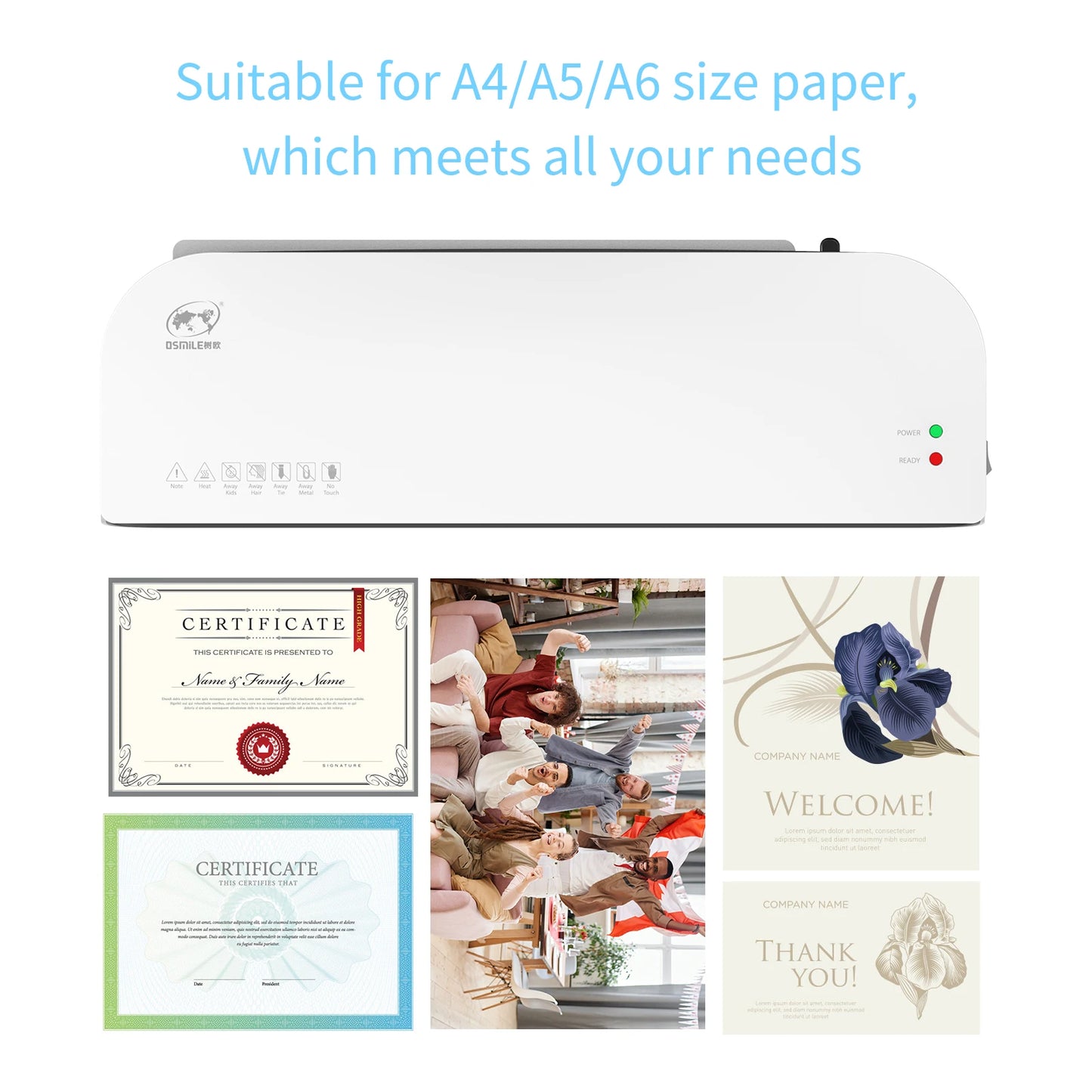 OSMILE SL289 Desktop Laminator Machine Set A4 Size Hot and Cold Lamination 2 Roller System 9 Inches Max Width for A4/A5/A6