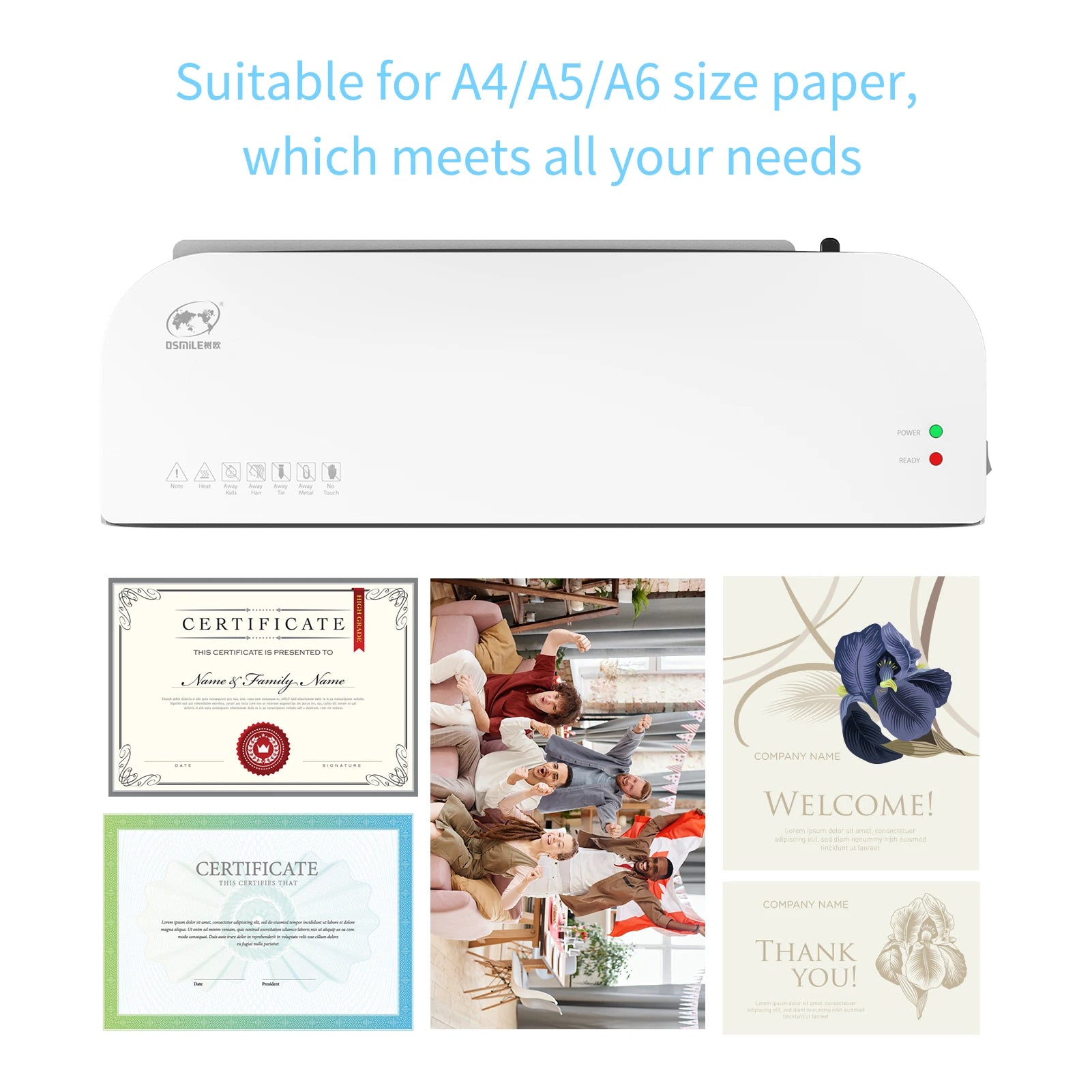 OSMILE SL289 Desktop Laminator Machine Set A4 Size Hot and Cold Lamination 2 Roller System 9 Inches Max Width for A4/A5/A6