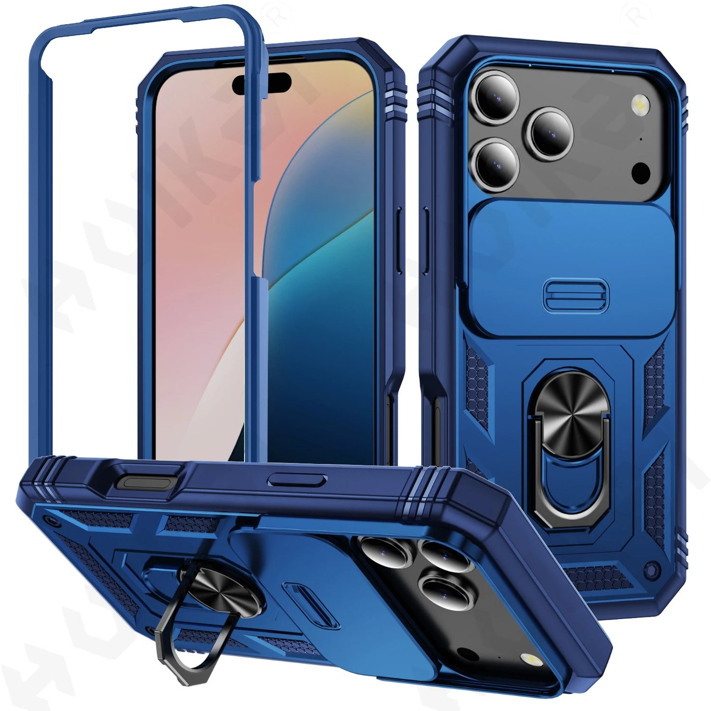 Case for Iphone 17 16 15 14 13 12 11 Pro XS Max plus Camera Slide Military Grade Armor Protection 360 Degree Rotate Armor Cover