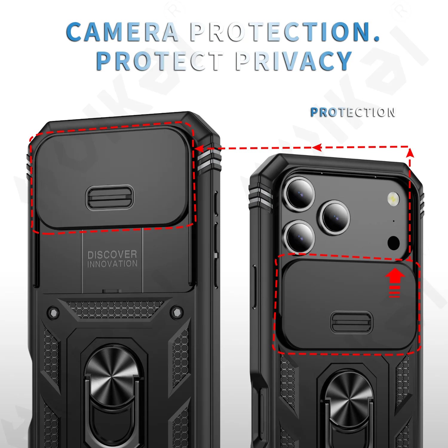 Case for Iphone 17 16 15 14 13 12 11 Pro XS Max plus Camera Slide Military Grade Armor Protection 360 Degree Rotate Armor Cover