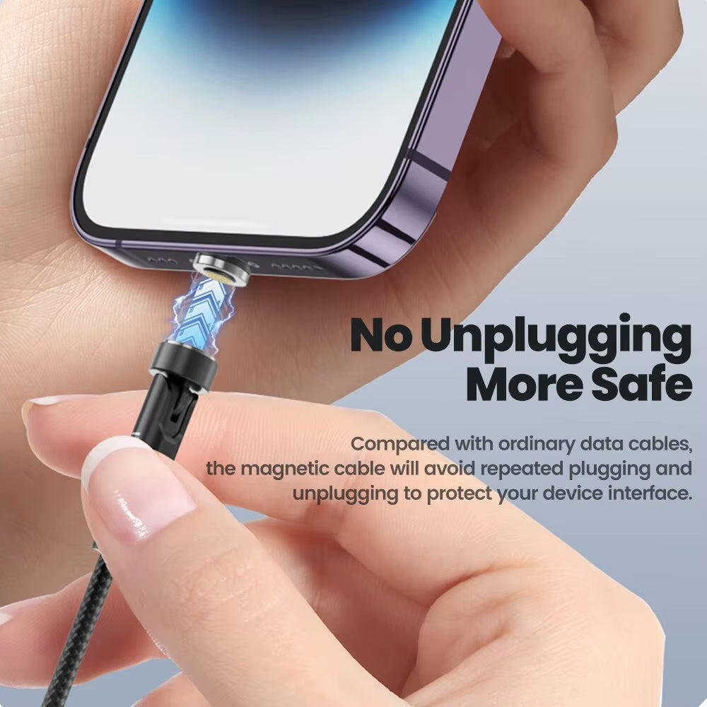 540 Rotate Magnetic USB Type C Cable for Iphone 12 X Xiaomi Fast Charger Micro USB Type-C Magnet Charging Cable Data Wire