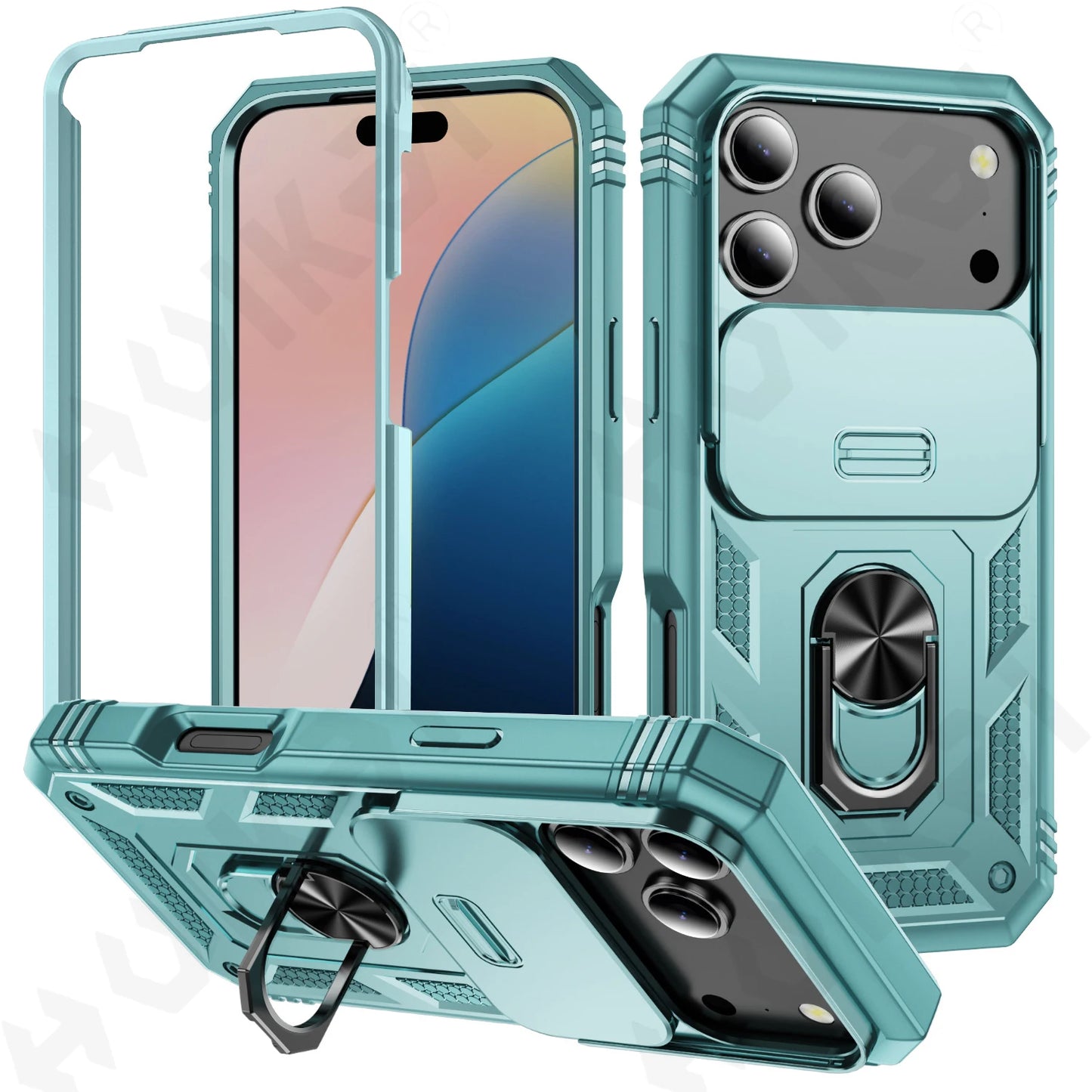 Case for Iphone 17 16 15 14 13 12 11 Pro XS Max plus Camera Slide Military Grade Armor Protection 360 Degree Rotate Armor Cover
