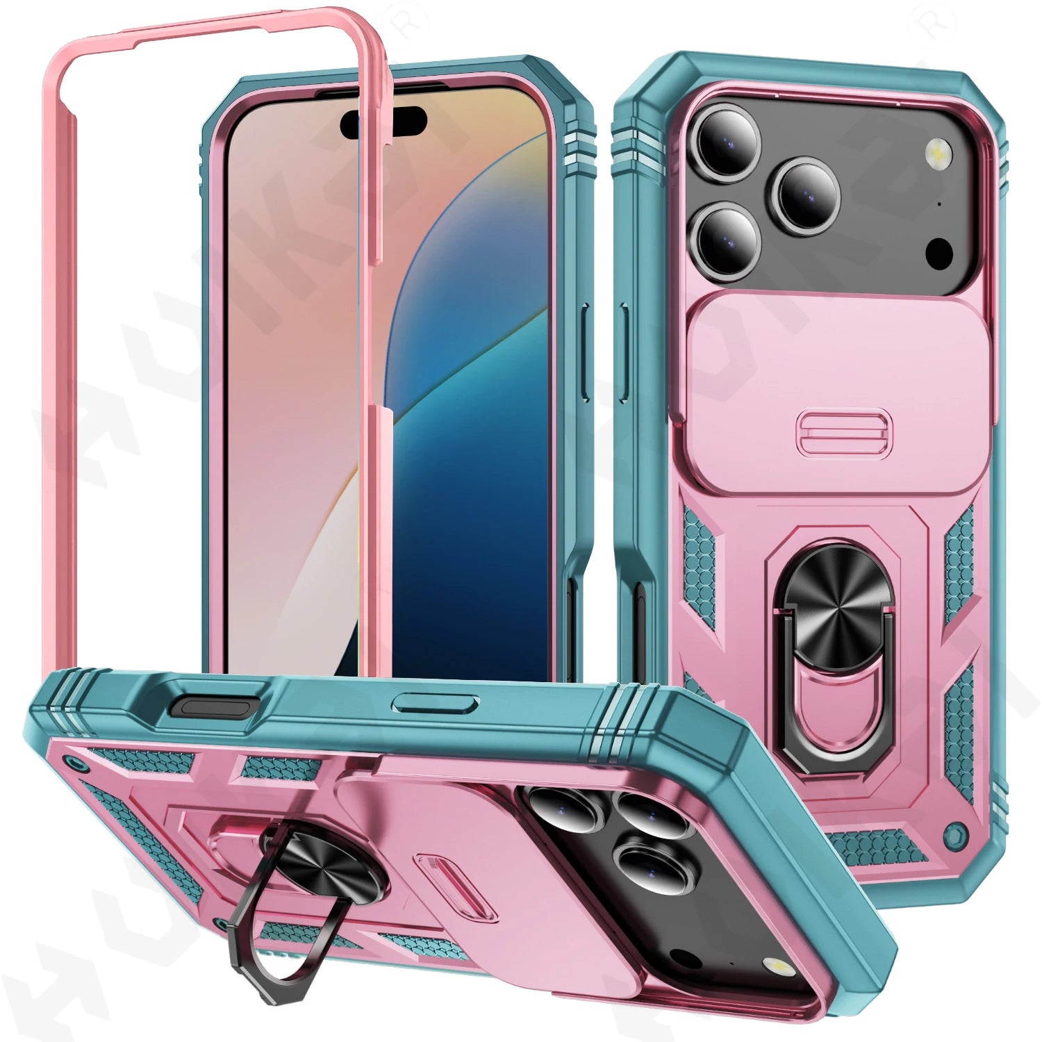Case for Iphone 17 16 15 14 13 12 11 Pro XS Max plus Camera Slide Military Grade Armor Protection 360 Degree Rotate Armor Cover