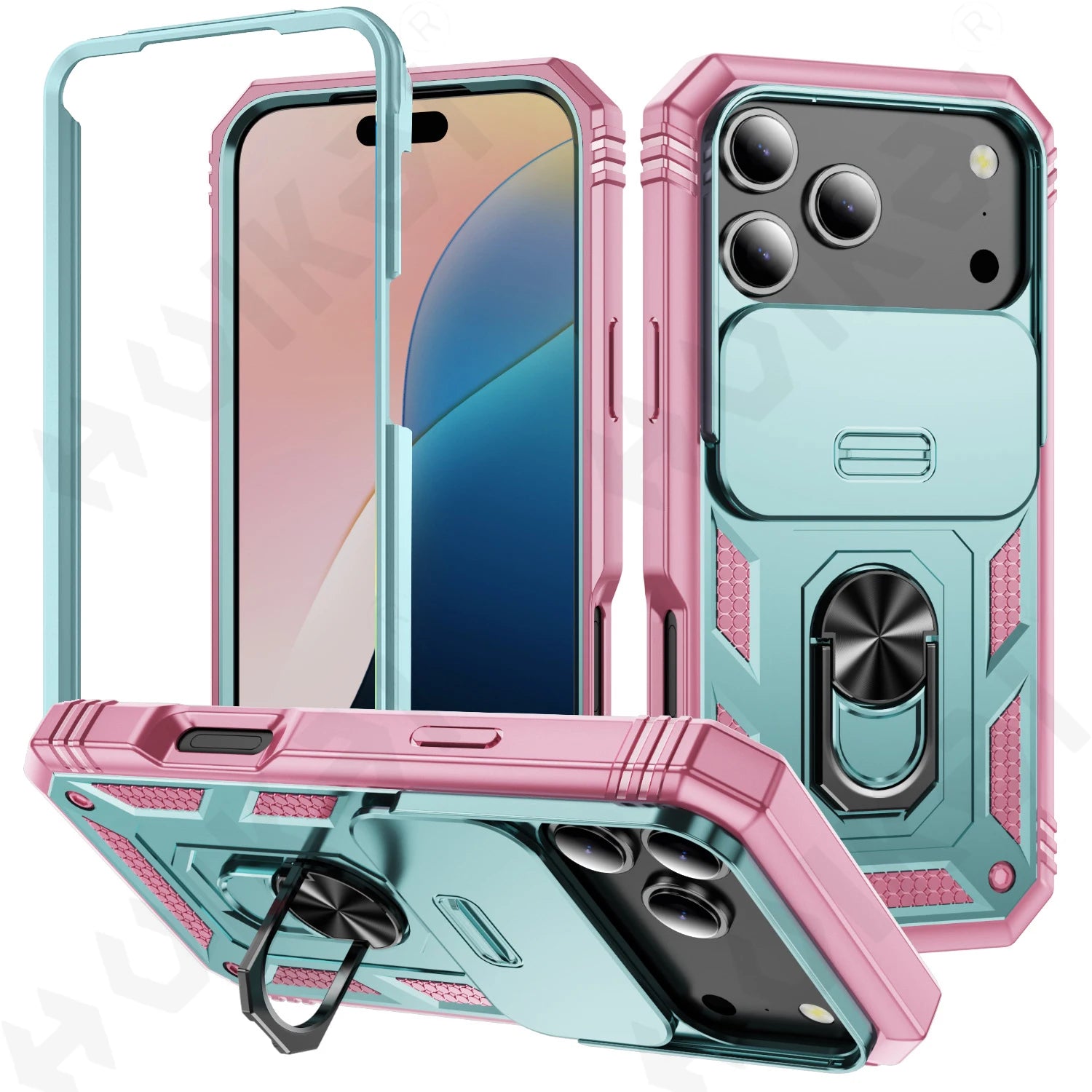 Case for Iphone 17 16 15 14 13 12 11 Pro XS Max plus Camera Slide Military Grade Armor Protection 360 Degree Rotate Armor Cover
