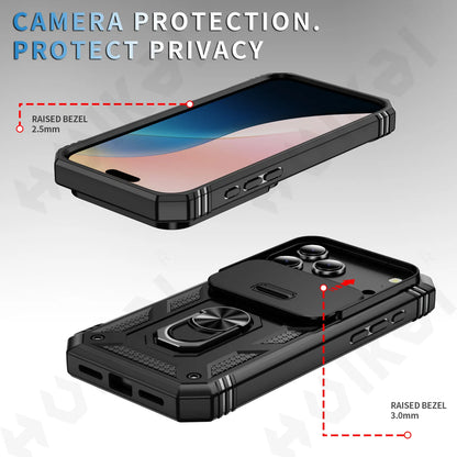 Case for Iphone 17 16 15 14 13 12 11 Pro XS Max plus Camera Slide Military Grade Armor Protection 360 Degree Rotate Armor Cover
